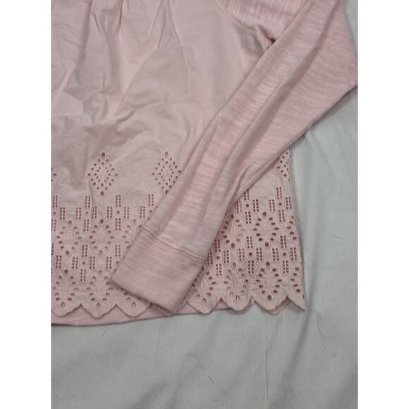 J Crew Women’s XXS Pink Long Sleeve Cotton Sweater Eyelet Lace Back Coquette - Picture 7 of 8